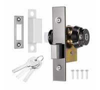 PATIKIL Storefront Door Mortise Lock, Commercial Deadbolt Mortise Lock Square Bolt Glass Framed Central Door Lock Set with Internal Lock and 3 Keys, Black