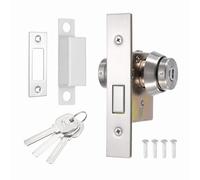 PATIKIL Storefront Door Mortise Lock, Commercial Deadbolt Mortise Lock Square Bolt Glass Framed Central Door Lock Set with Double Cylinder and 3 Keys, Silver