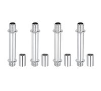 PATIKIL Straight Pipe Lamp Stems Rod Kit, 4Set M10 Carbon Steel 60mm(2.36") Long Double End Thread Rod with Coupling Nuts Sleeve Connector for Table Lamps Chandeliers, Silver Tone