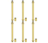 PATIKIL Straight Pipe Lamp Stems Rod Kit, 6 Set M10 Carbon Steel 100mm(3.94") Long Double End Thread Rod with Coupling Nuts Sleeve Connector for Table Lamps Chandeliers, Gold Tone