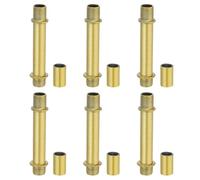 PATIKIL Straight Pipe Lamp Stems Rod Kit, 6 Set M10 Carbon Steel 60mm(2.36") Long Double End Thread Rod with Coupling Nuts Sleeve Connector for Table Lamps Chandeliers, Gold Tone