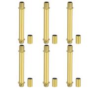 PATIKIL Straight Pipe Lamp Stems Rod Kit, 6 Set M10 Carbon Steel 70mm(2.76") Long Double End Thread Rod with Coupling Nuts Sleeve Connector for Table Lamps Chandeliers, Gold Tone