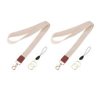 PATIKIL Stretchy Neck Lanyard, Elastic Badge Lanyard with Metal Clasp for Teacher Women Men 2 Set Keychain Long Lanyard for Wallet Keys ID Card, Beige
