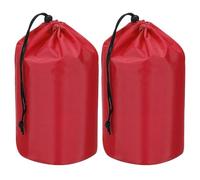 PATIKIL Stuff Sack, 2 Pcs 5 x 10 Inch Waterproof Outdoor Storage Sack Portable Drawstring Dust Flap Bag Lightweight Sleeping Bag for Camping Hiking Travel, Red