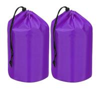 PATIKIL Stuff Sack, 2 Pcs 8 x 16 Inch Waterproof Outdoor Storage Sack Portable Drawstring Dust Flap Bag Lightweight Sleeping Bag for Camping Hiking Travel, Purple