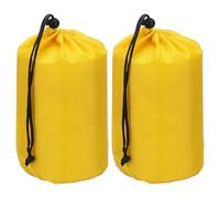 PATIKIL Stuff Sack, 2 Pcs 9 x 17 Inch Waterproof Outdoor Storage Sack Portable Drawstring Dust Flap Bag Lightweight Sleeping Bag for Camping Hiking Travel, Yellow