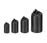 PATIKIL Stuff Sack 4x7/5x10/6x13, 4 Pcs Waterproof Outdoor Storage Sack Portable Drawstring Dust Flap Bag Sleeping Bag for Camping Hiking Backpacking, Black