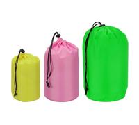 PATIKIL Stuff Sack 4x8/5x10/7x13, 3 Pcs Waterproof Outdoor Storage Sack Portable Drawstring Dust Flap Bag Sleeping Bag for Camping Hiking Backpacking, Yellow/Pink/Green