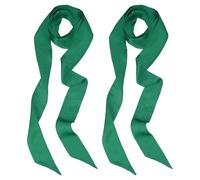 PATIKIL Stylish Ribbon Scarf, 2 Pack Solid Color Skinny Scarf Pure Long Neckerchief Silk Satin Sash Belts Hair Scarves Handbags Ribbon Necktie for Women, Deep Green