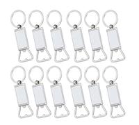 PATIKIL Sublimation Blanks Keychains, 12 Pcs Metal Rectangle Bottle Opener Blank Key Rings Heat Transfer Keychains for DIY Crafts Photo Nameplate Friends Families, Silver Tone, Style 5