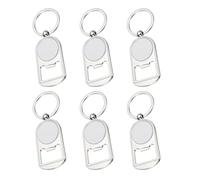 PATIKIL Sublimation Blanks Keychains, 6 Pcs Metal Circular Bottle Opener Blank Key Rings Heat Transfer Keychains for DIY Crafts Photo Nameplate Friends Families, Silver Tone, Style 3