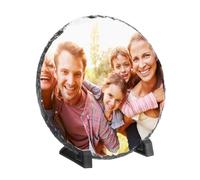 PATIKIL Sublimation Slate Blanks, Round Stone Sublimation Photo Frame Heat Press Sublimation Plaque for Making Memorial for A Friend, Mothers Day, Dog, Personalized Gift, White, 8"