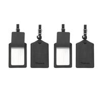PATIKIL Suitcase Luggage Tags, Black PU Leather Name Tags Airplane Bag Accessories Travel Essentials with Private Protection for Flying Hotel Check in Luggage Bags Men Women, 4 Pcs