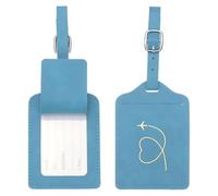 PATIKIL Suitcase Luggage Tags, Light Blue Heart Leather Name Tags Airplane Bag Accessories Travel Essentials for Flying Hotel Check in Luggage Bags Men Women, 2 Pcs