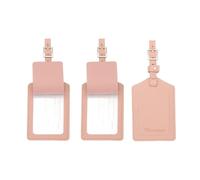 PATIKIL Suitcase Luggage Tags, Pink PU Leather Name Tags Airplane Bag Accessories Travel Essentials with Private Protection for Flying Hotel Check in Luggage Bags Men Women, 3 Pcs