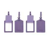 PATIKIL Suitcase Luggage Tags, Purple PU Leather Name Tags Airplane Bag Accessories Travel Essentials with Private Protection for Flying Hotel Check in Luggage Bags Men Women, 4 Pcs
