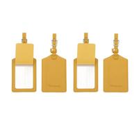 PATIKIL Suitcase Luggage Tags, Yellow PU Leather Name Tags Airplane Bag Accessories Travel Essentials with Private Protection for Flying Hotel Check in Luggage Bags Men Women, 4 Pcs