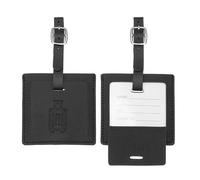 PATIKIL Suitcase Tags, Black Square Leather Luggage Name Tags Airplane Travel Business Trip Essentials with Private Protection for Flying Hotel Check in Luggage Bags Men Women, 2 Pcs