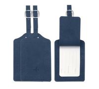 PATIKIL Suitcase Tags, Deep Blue Leather Luggage Name Tags Travel Accessories Airplane Essentials with Private Protection for Flying Hotel Check in Luggage Bags Men Women, 3 Pcs