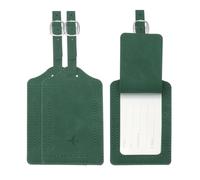 PATIKIL Suitcase Tags, Deep Green Leather Luggage Name Tags Travel Accessories Airplane Essentials with Private Protection for Flying Hotel Check in Luggage Bags Men Women, 3 Pcs