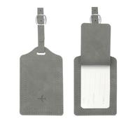 PATIKIL Suitcase Tags, Grey Leather Luggage Name Tags Travel Accessories Airplane Essentials with Private Protection for Flying Hotel Check in Luggage Bags Men Women, 2 Pcs