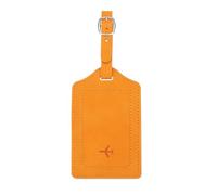 PATIKIL Suitcase Tags, Orange Leather Luggage Name Tags Travel Accessories Airplane Essentials with Private Protection for Flying Hotel Check in Luggage Bags Men Women, 1 Pcs