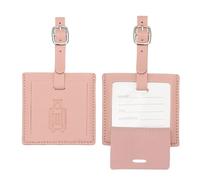 PATIKIL Suitcase Tags, Pink Square Leather Luggage Name Tags Airplane Travel Business Trip Essentials with Private Protection for Flying Hotel Check in Luggage Bags Men Women, 2 Pcs