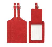 PATIKIL Suitcase Tags, Red Leather Luggage Name Tags Travel Accessories Airplane Essentials with Private Protection for Flying Hotel Check in Luggage Bags Men Women, 3 Pcs