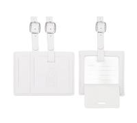 PATIKIL Suitcase Tags, White Square Leather Luggage Name Tags Airplane Travel Business Trip Essentials with Private Protection for Flying Hotel Check in Luggage Bags Men Women, 3 Pcs