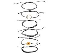 PATIKIL Sunflower String Bracelets, 6 Pack Adjustable Handmade Bracelets Waterproof Braided Rope for Decoration Friends Couples Gift, Black