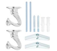 PATIKIL Swag Hooks, 2 Pcs Heavy Duty Ceiling Hooks with Hardware Installation Wall Fixing Ceiling Hangers for Hanging Plants Chandeliers, Silver