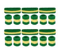 PATIKIL Sweatbands Headband Wristband, 6 Set/18Pcs Sweatband Terry Cloth for Sports Basketball Tennis Athletic Gym Working Out, Green Yellow