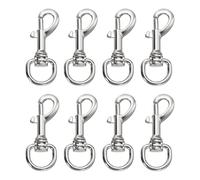 PATIKIL Swivel Eye Bolt Snap Hook 8pcs Single Ended Flag Bolt Snap Clips Metal Hook Trigger Clip for Key Chain Diving Pet Leash Clothes Line, Silver White