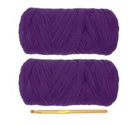 PATIKIL T-Shirt Yarn for Crocheting with 1 Crochet Hook, 2 Pack 400g/130 Yards Soft High Elastic Knitting Yarn for Beginner Crochet Bag/Basket/Home Decor(Purple)