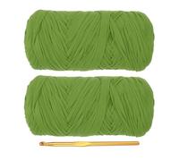 PATIKIL T-Shirt Yarn for Crocheting with 1 Crochet Hook, 2 Pack 400g/130 Yards Soft High Elastic Knitting Yarn for Beginner Crochet Bag/Basket/Home Decor(Light Green)
