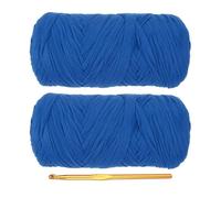 PATIKIL T-Shirt Yarn for Crocheting with 1 Crochet Hook, 2 Pack 400g/130 Yards Soft High Elastic Knitting Yarn for Beginner Crochet Bag/Basket/Home Decor(Deep Blue)