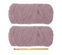 PATIKIL T-Shirt Yarn for Crocheting with 1 Crochet Hook, 2 Pack 400g/130 Yards Soft High Elastic Knitting Yarn for Beginner Crochet Bag/Basket/Home Decor(Gray Purple)