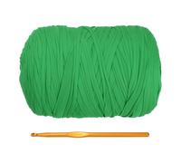 PATIKIL T-Shirt Yarn for Crocheting with 1 Crochet Hook, 800g/228 Yards Soft High Elastic Knitting Yarn for Beginner Crochet Bag/Basket/Home Decor(Grass Green)