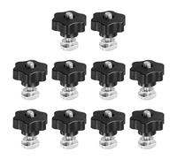 PATIKIL t Track Bolts Knob Kit, 10 Set M10 x 45mm x 48mm Threaded Bolts with Washers and 6-Star Knobs Nuts t Track Accessories for Woodworking Jigs and Fixtures, Silver Black