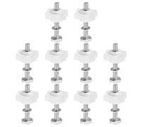 PATIKIL t Track Bolts Knob Kit, 10 Set M5 x 40mm x 25mm Threaded Bolts with Washers and 6-Star Knobs Nuts t Track Accessories for Woodworking Jigs and Fixtures, Silver White