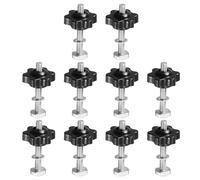 PATIKIL t Track Bolts Knob Kit, 10 Set M5 x 40mm x 25mm Threaded Bolts with Washers and 6-Star Knobs Nuts t Track Accessories for Woodworking Jigs and Fixtures, Silver Black