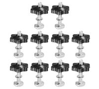 PATIKIL t Track Bolts Knob Kit, 10 Set M6 x 40mm x 32mm Threaded Bolts with Washers and 6-Star Knobs Nuts t Track Accessories for Woodworking Jigs and Fixtures, Silver Black