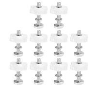 PATIKIL t Track Bolts Knob Kit, 10 Set M6 x 40mm x 32mm Threaded Bolts with Washers and 6-Star Knobs Nuts t Track Accessories for Woodworking Jigs and Fixtures, Silver White