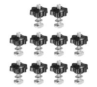 PATIKIL t Track Bolts Knob Kit, 10 Set M8 x 45mm x 38mm Threaded Bolts with Washers and 6-Star Knobs Nuts t Track Accessories for Woodworking Jigs and Fixtures, Silver Black