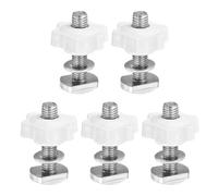 PATIKIL t Track Bolts Knob Kit, 5 Set M10 x 45mm x 38mm Threaded Bolts with Washers and 6-Star Knobs Nuts t Track Accessories for Woodworking Jigs and Fixtures, Silver White