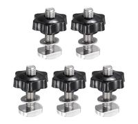 PATIKIL t Track Bolts Knob Kit, 5 Set M10 x 45mm x 38mm Threaded Bolts with Washers and 6-Star Knobs Nuts t Track Accessories for Woodworking Jigs and Fixtures, Silver Black