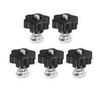 PATIKIL t Track Bolts Knob Kit, 5 Set M10 x 45mm x 48mm Threaded Bolts with Washers and 6-Star Knobs Nuts t Track Accessories for Woodworking Jigs and Fixtures, Silver Black