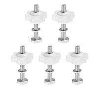 PATIKIL t Track Bolts Knob Kit, 5 Set M5 x 40mm x 25mm Threaded Bolts with Washers and 6-Star Knobs Nuts t Track Accessories for Woodworking Jigs and Fixtures, Silver White