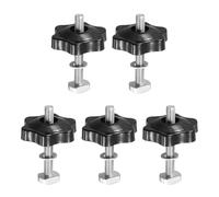 PATIKIL t Track Bolts Knob Kit, 5 Set M5 x 40mm x 32mm Threaded Bolts with Washers and 6-Star Knobs Nuts t Track Accessories for Woodworking Jigs and Fixtures, Silver Black