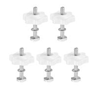 PATIKIL t Track Bolts Knob Kit, 5 Set M5 x 40mm x 32mm Threaded Bolts with Washers and 6-Star Knobs Nuts t Track Accessories for Woodworking Jigs and Fixtures, Silver White